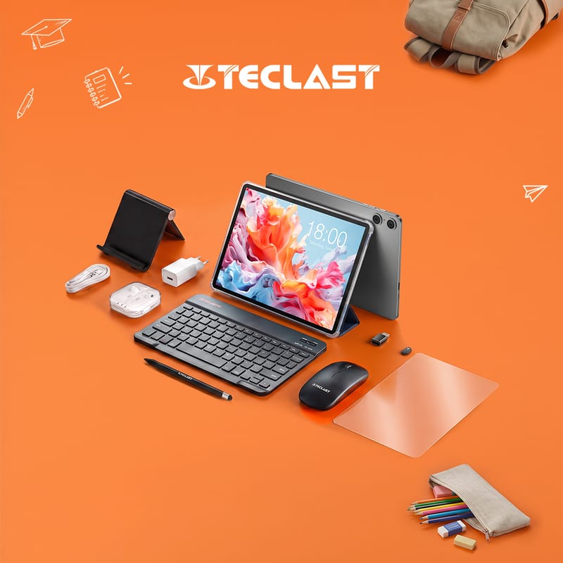 Teclast tablet, klavye, mouse, kalem ve kutu içeriği aksesuarları