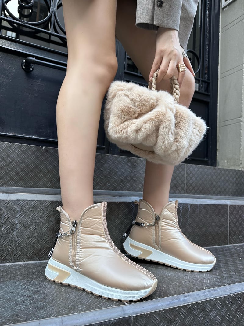 Jille Taşlı Bot Bej - WOMAN SHOES