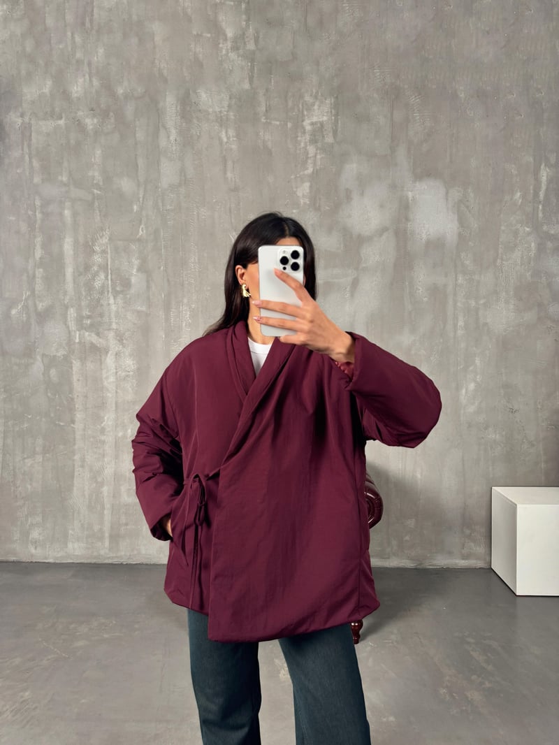 Gows ZR Model Bordo Önden Bağlamalı Mont