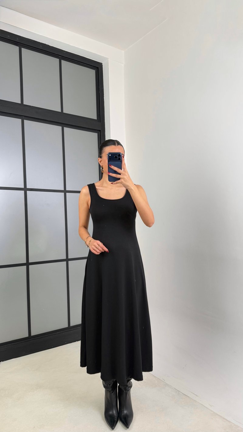 Siyah Kazak Elbise İkili Basic Modal Takım GAUS-00722