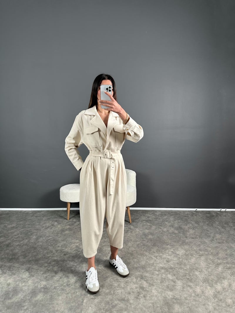 Elina Gabardin Kemer Detaylı Tulum 