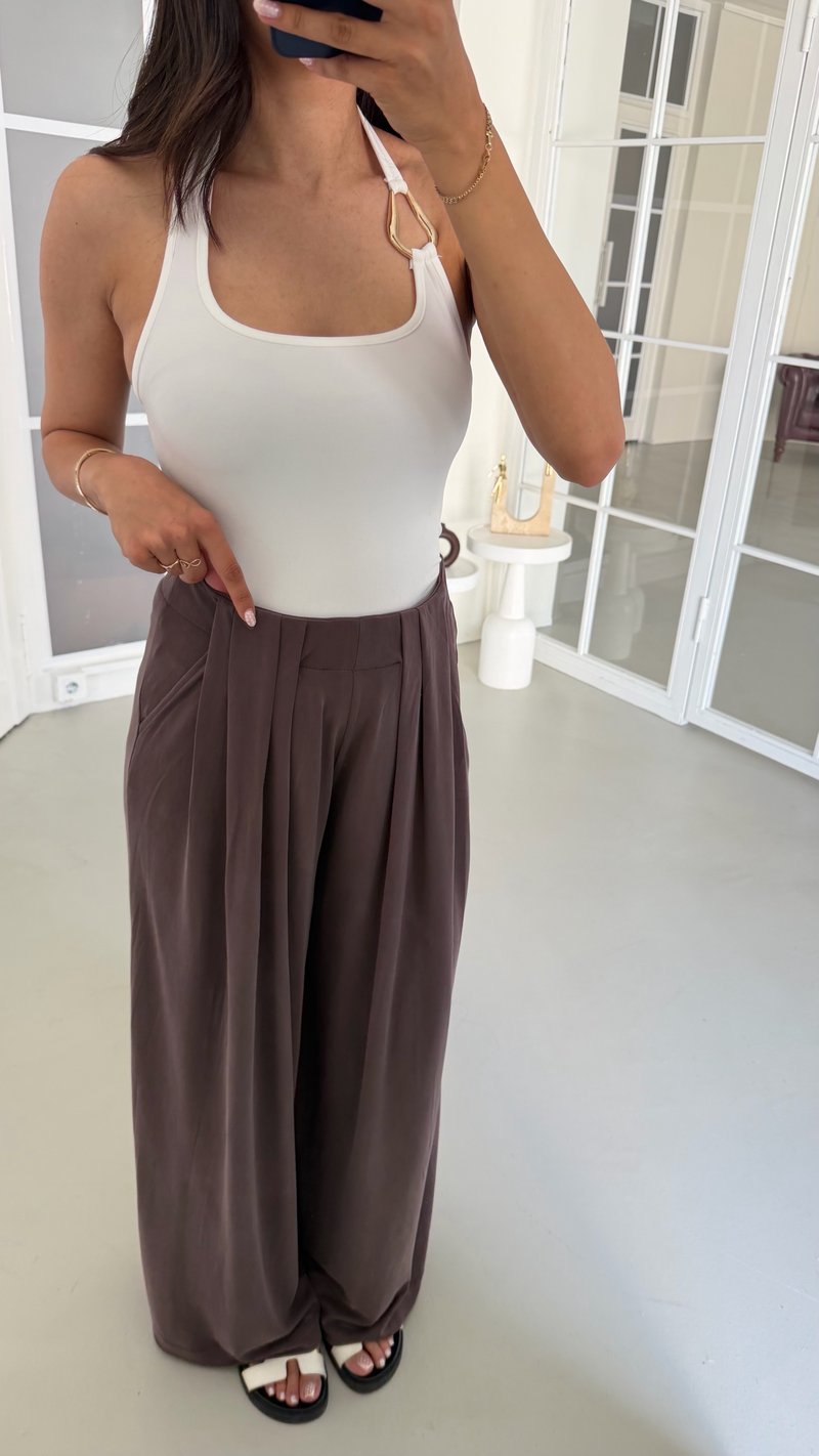 Kahve OYS Model Beli Lastikli Pantolon Modal Pantolon GAUS-01808
