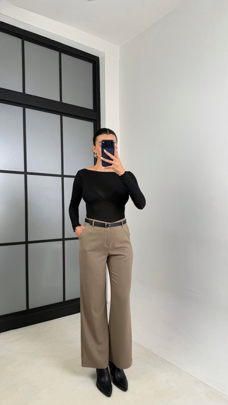 Vizon Kemerli Paça Detaylı Kumaş Pantolon GAUS-00553