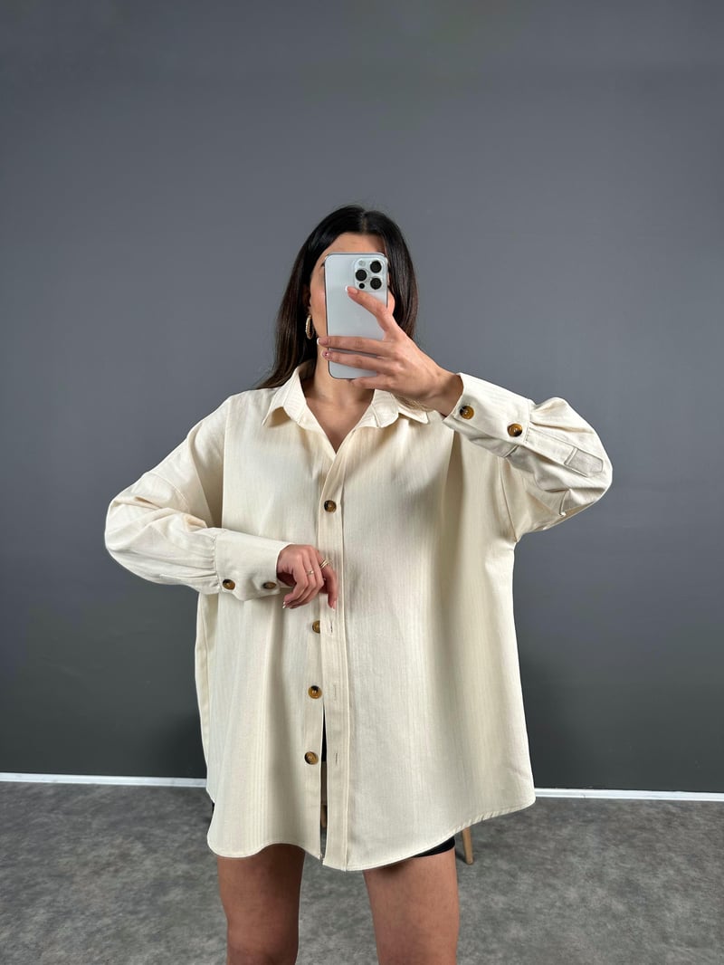 Oversize Gabardin Gömlek 