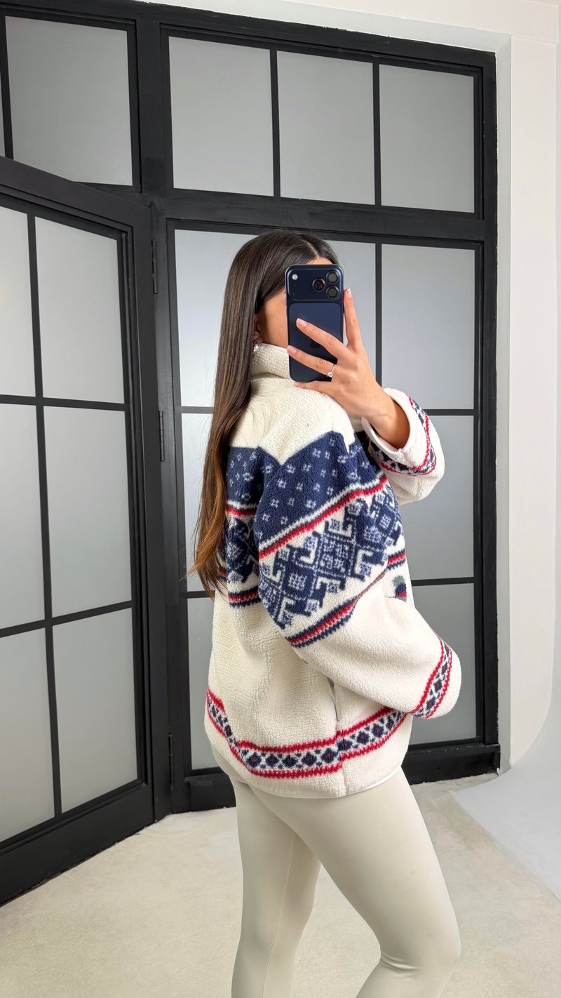 Lacivert Kızak Desenli Cepli Polar Hırka GAUS-01177 GAUS-01183