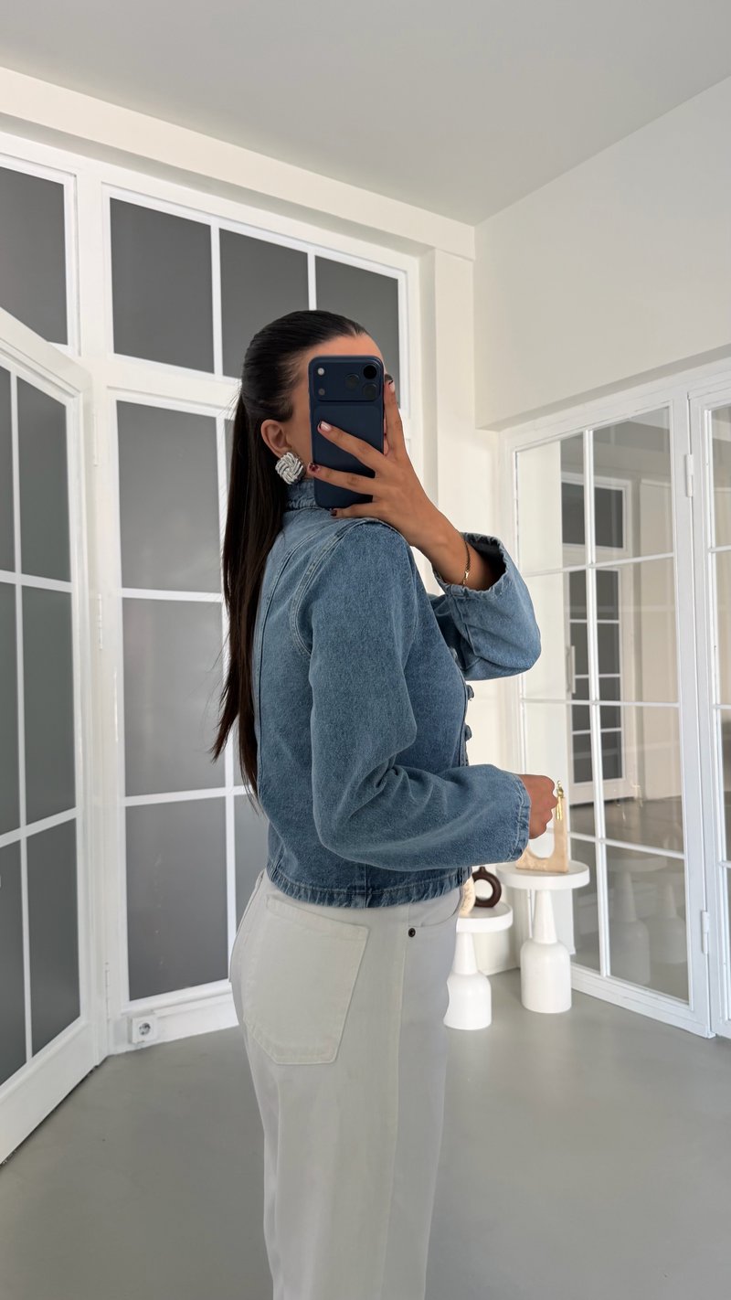 Mavi ZR Model Dar Kesim Düğmeli Denim Ceket GAUS-01896