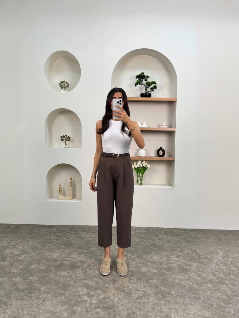 Aldo Kahve Kemerli Premium Havuç Pantolon