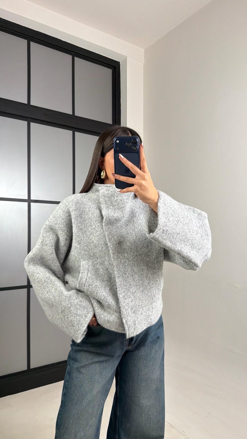 Gri Yumuşak Dokulu Çıtçıt Düğmeli Triko Hırka GAUS-01081