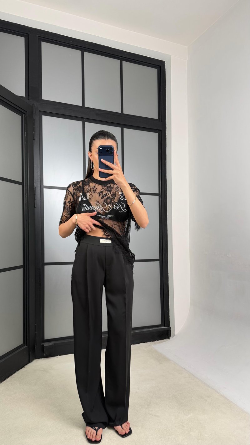 Siyah Beli Lastikli Pantolon GAUS-01387