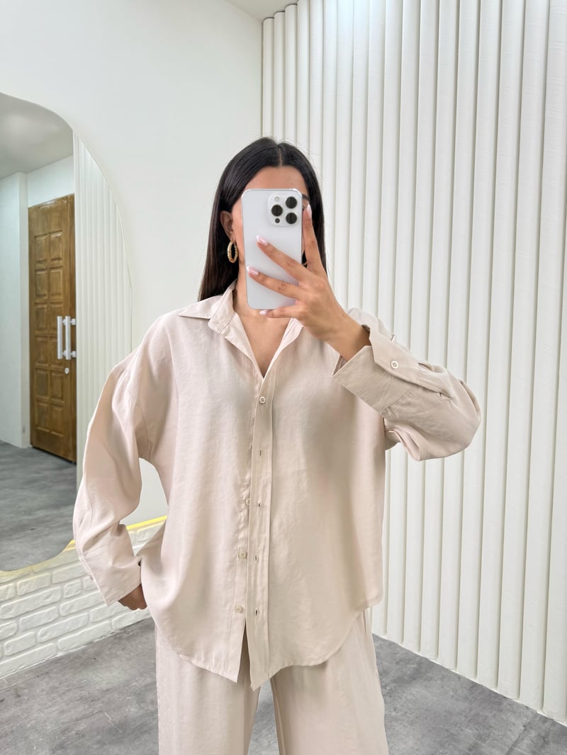 Taş  Gömlek Beli Lastikli Pantolon Premium Tensel Takım TNCL01 Gaus00322