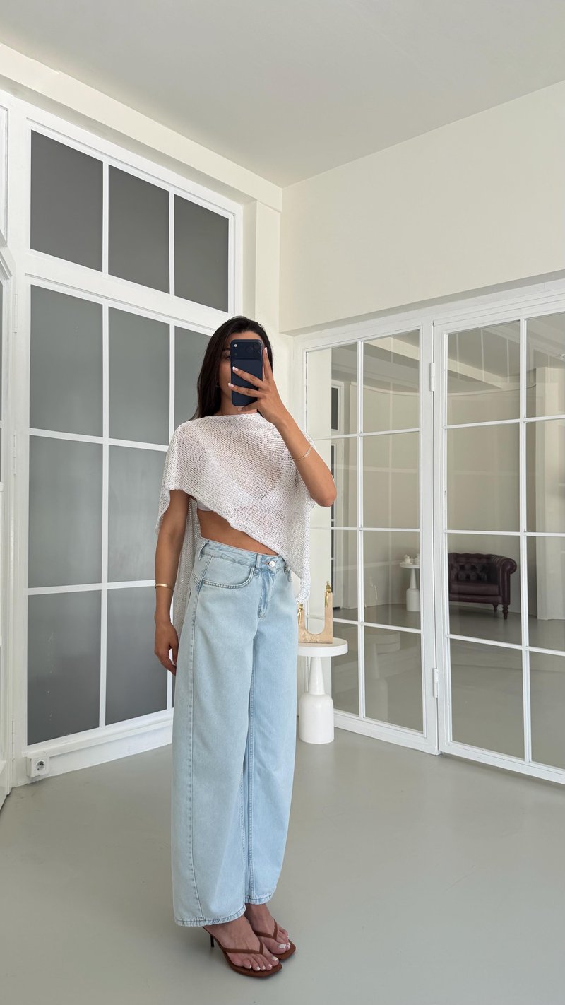 Buz Mavi Balon Tencel Denim Pantolon GAUS-01685