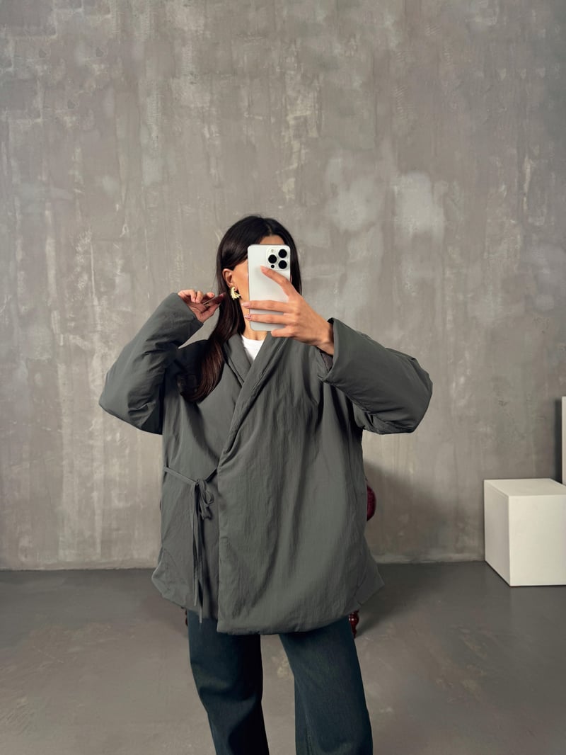 Gows ZR Model Haki Önden Bağlamalı Mont
