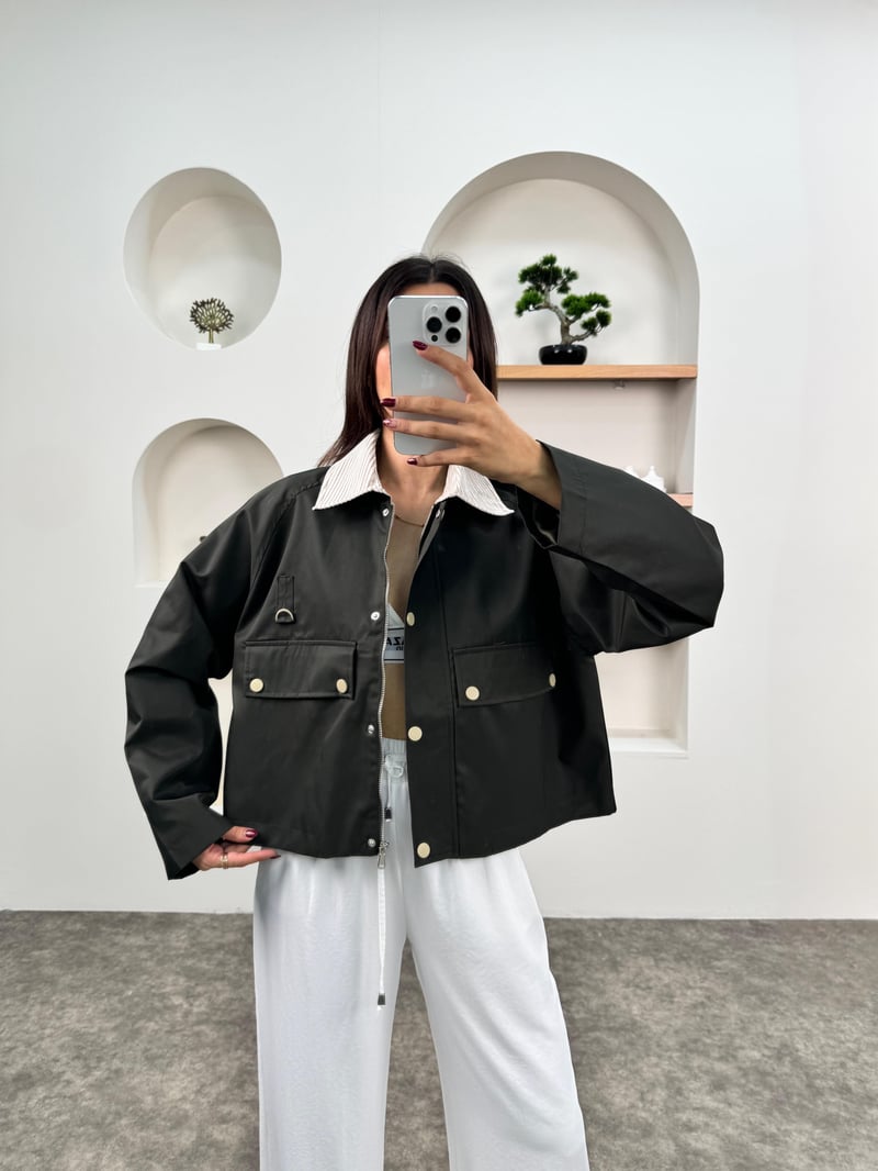 Dalia Koyu Haki ZR Model Astarlı Trenç Ceket