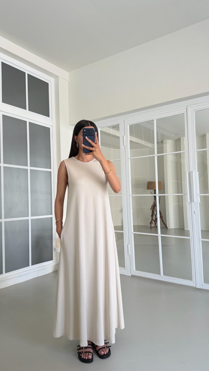 Taş Sıfır Kol Basic Modal Elbise GAUS-01522