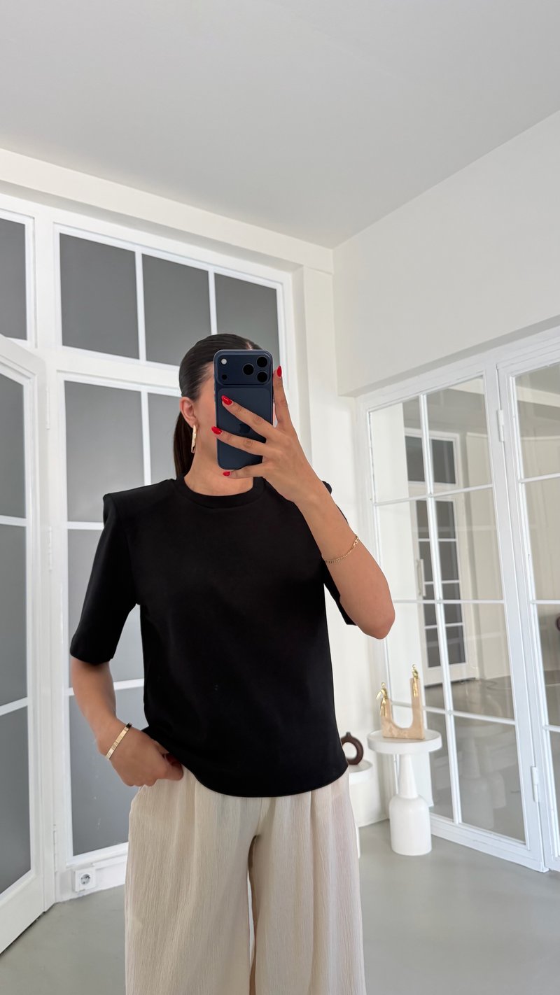 Siyah Vatkalı Tshirt GAUS-01884