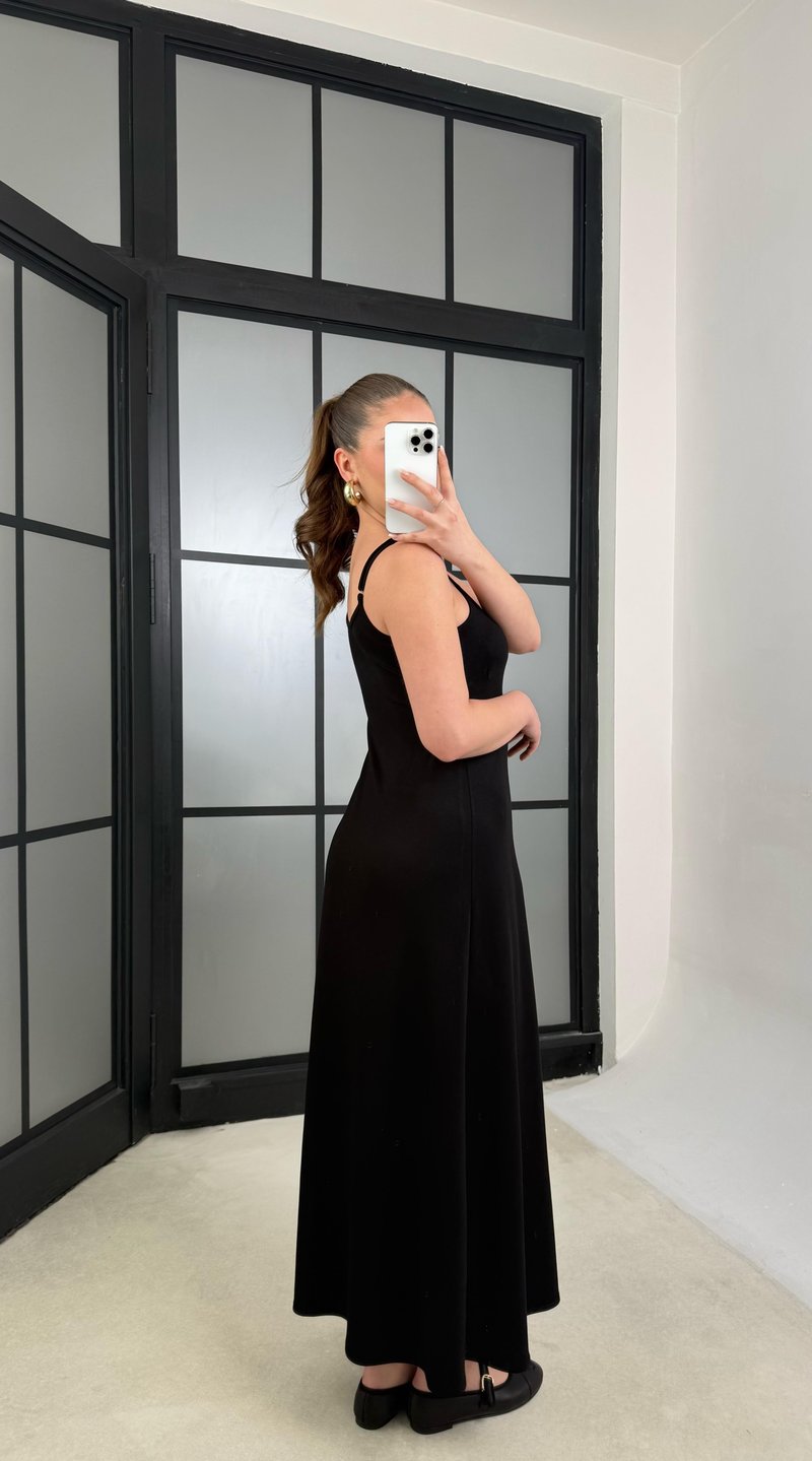 Siyah Gömlek Elbise İkili Modal Kumaş Takım GAUS-01218