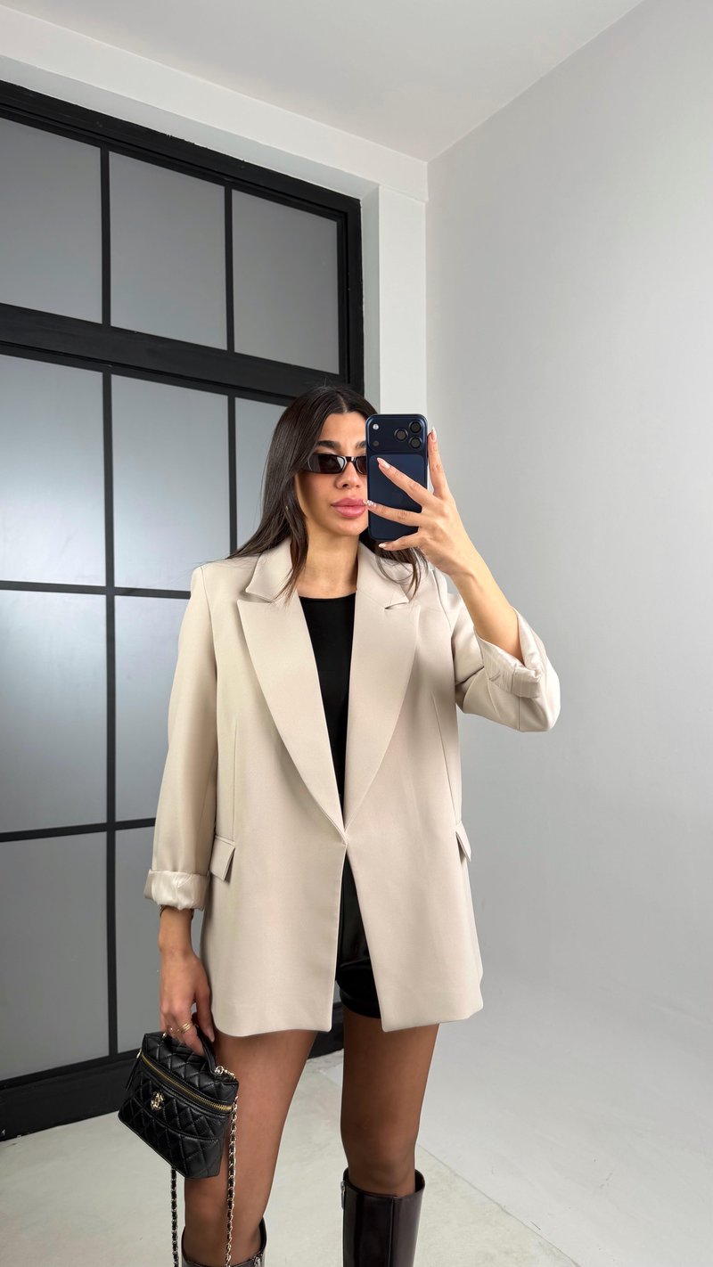 Taş Astarlı Vatkalı Cep Detaylı Blazer Ceket GAUS-00850