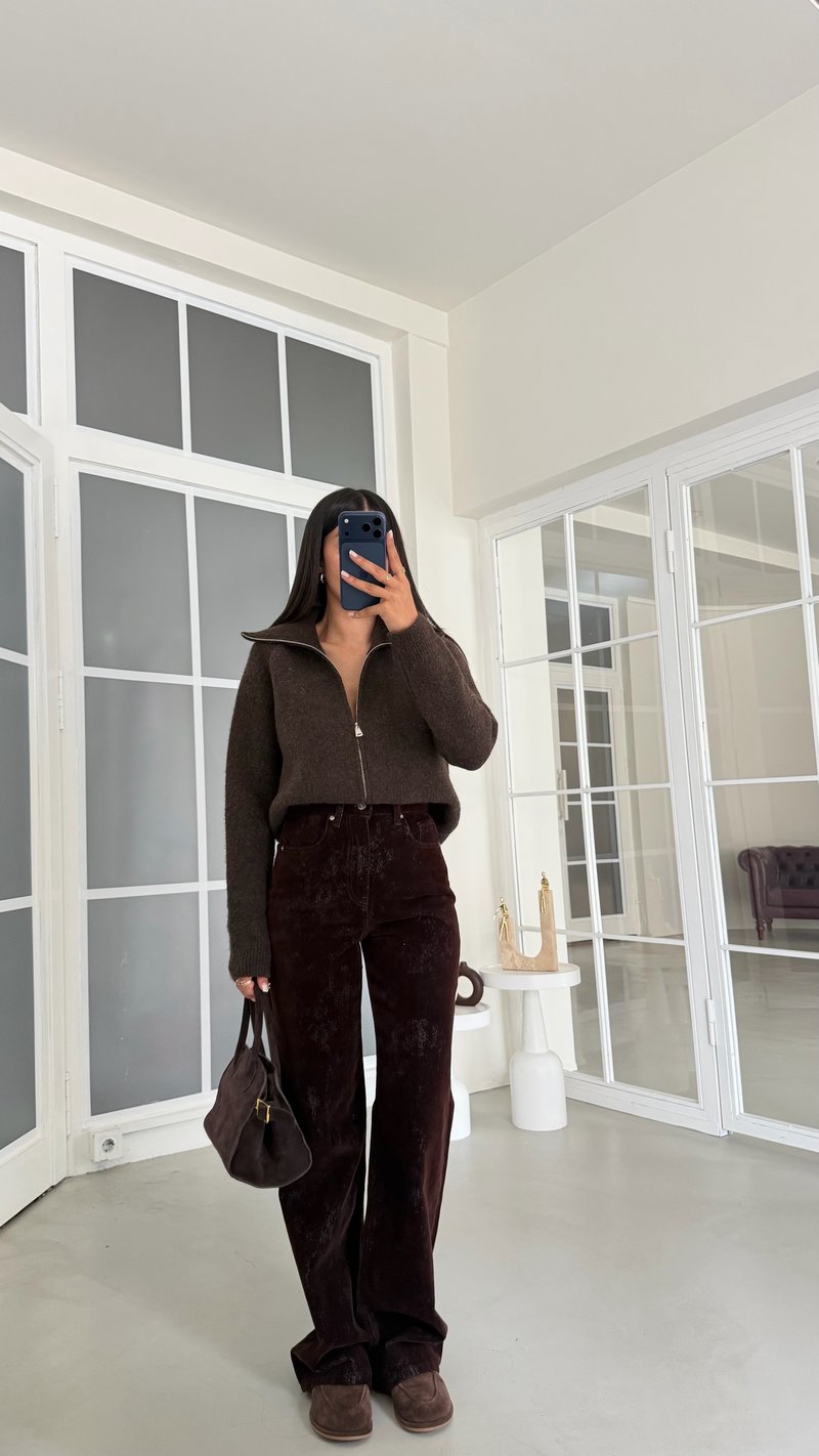Kahve ZR Model Kadife Tasarım Jean GAUS-02170