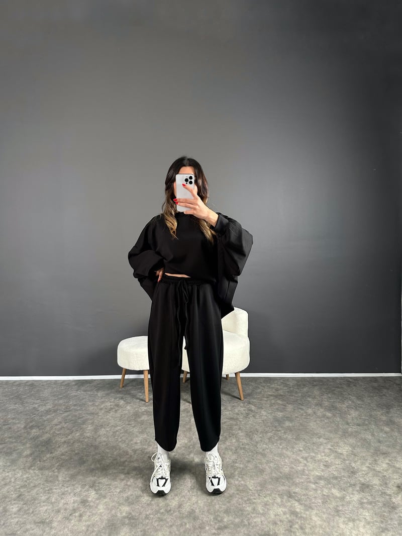 Buch Siyah Oysh Kumaş Oversize İkili Takım 