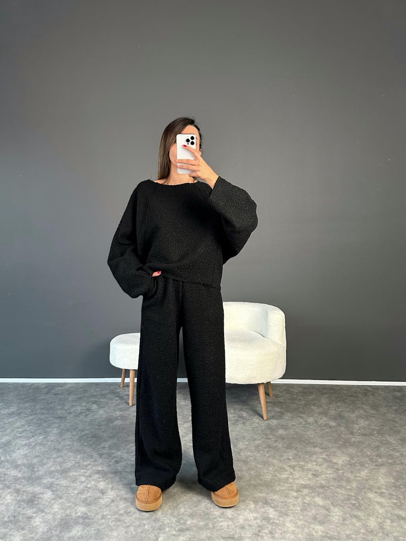 Kylie Siyah Teddy Buklet İkili Takım