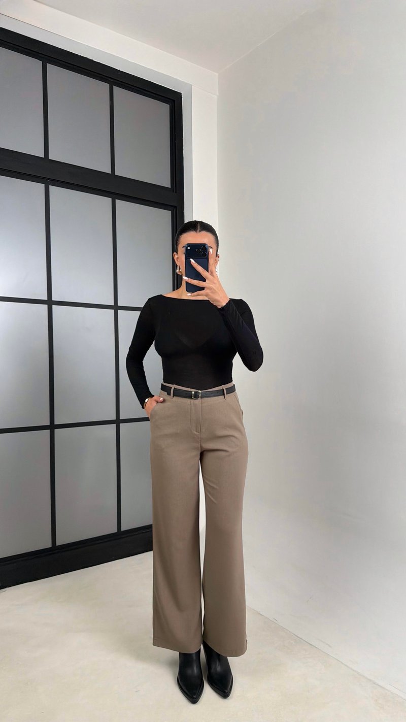 Vizon Kemerli Paça Detaylı Kumaş Pantolon GAUS-00553