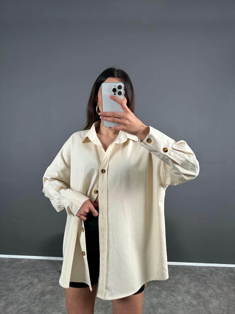 Oversize Gabardin Gömlek 
