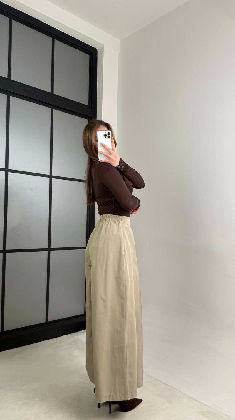 Soft Haki Beli Lastikli Tasarım Pantolon GAUS-00994