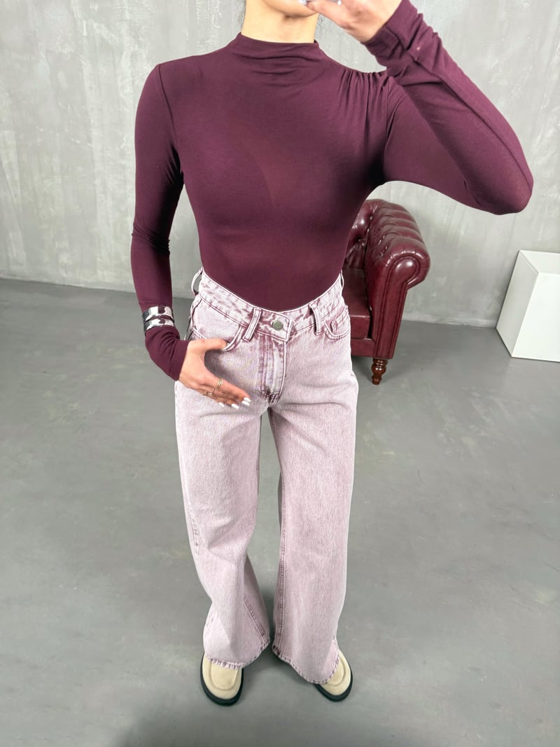 Hector Yıkamalı Pembe Wide Leg Jean