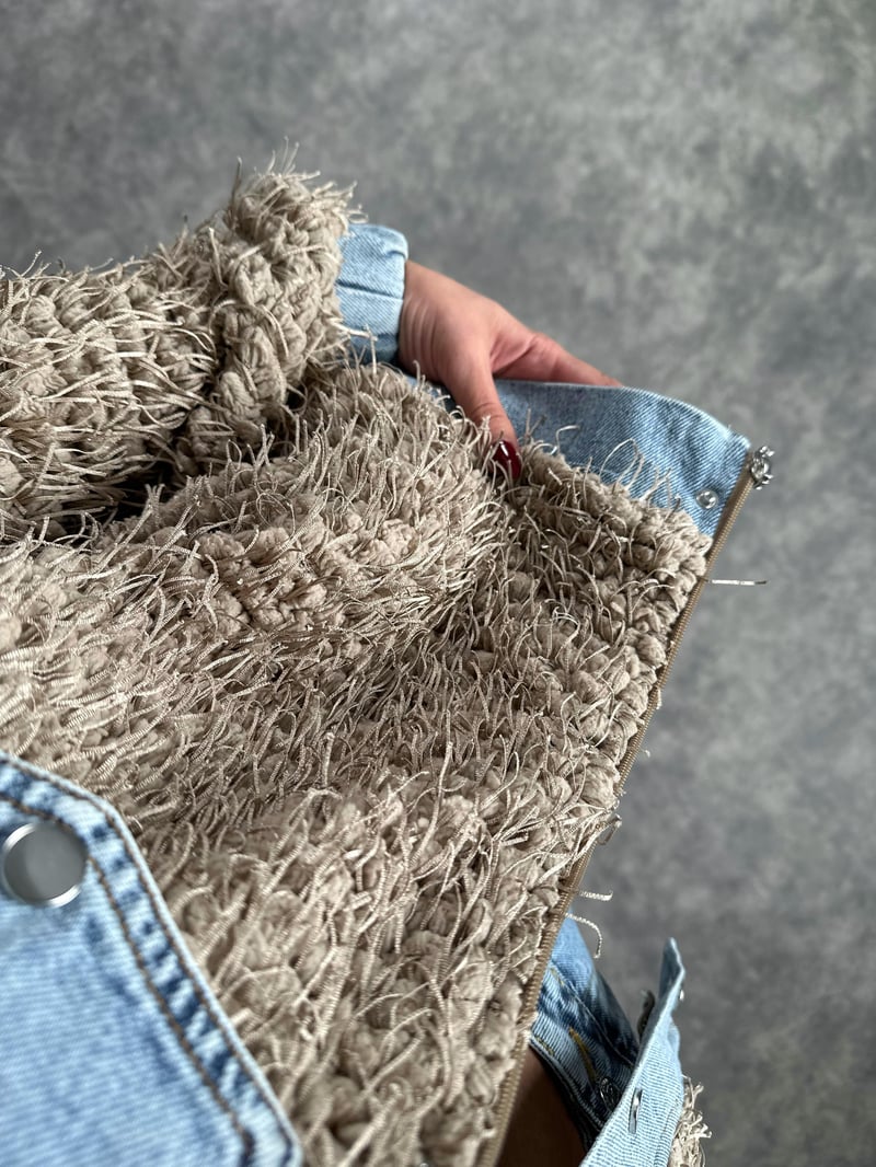 Püsküllü Denim Detaylı Ceket 