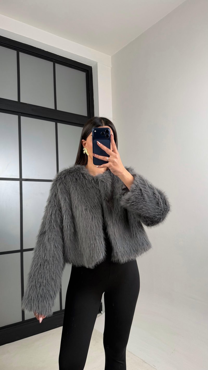 Füme Astarlı Muadil Crop Kürk GAUS-01103