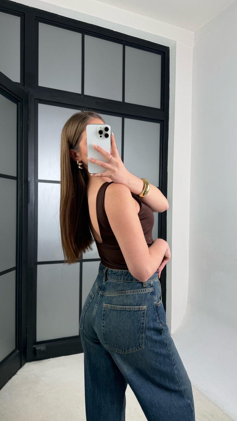 Kahve Kalın Askılı Basic Bodysuit GAUS-01006