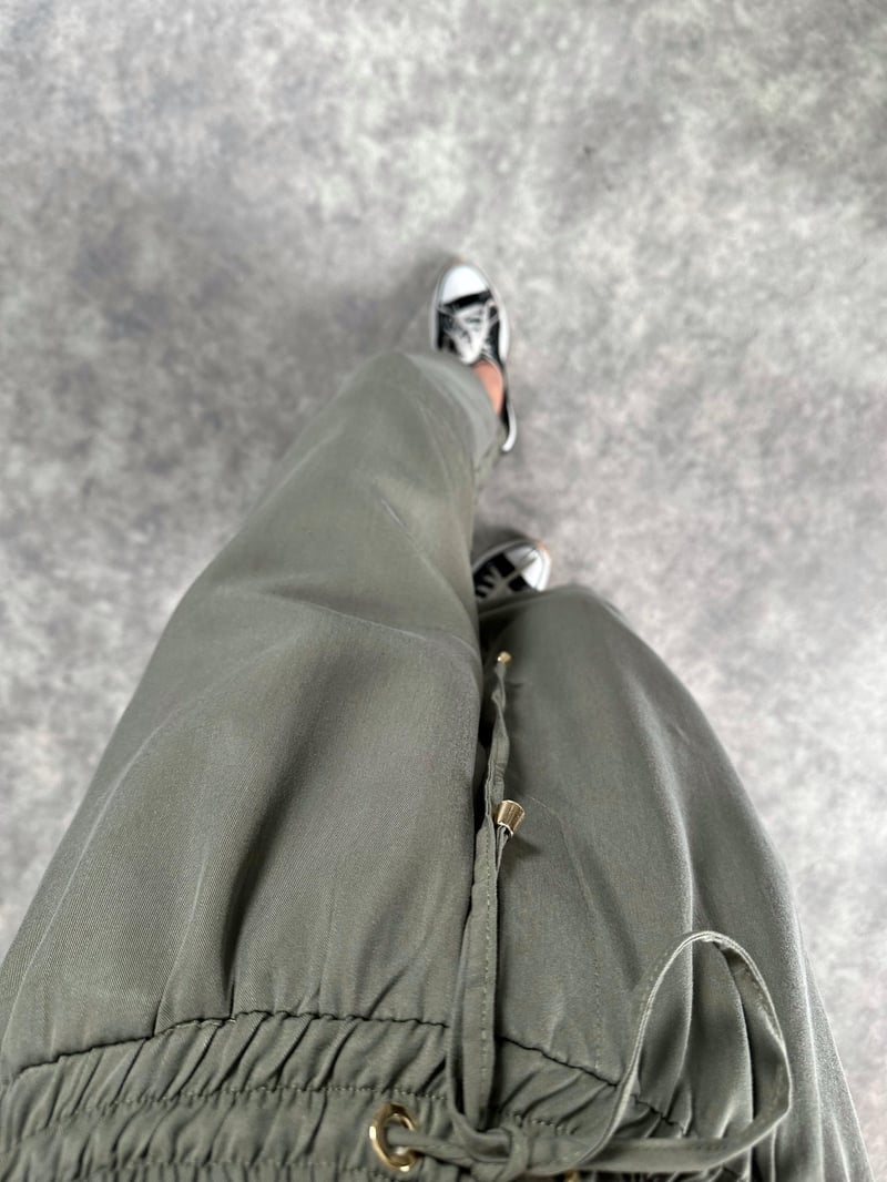Premium Haki Tensel Bilekte Bol Paça Pantolon