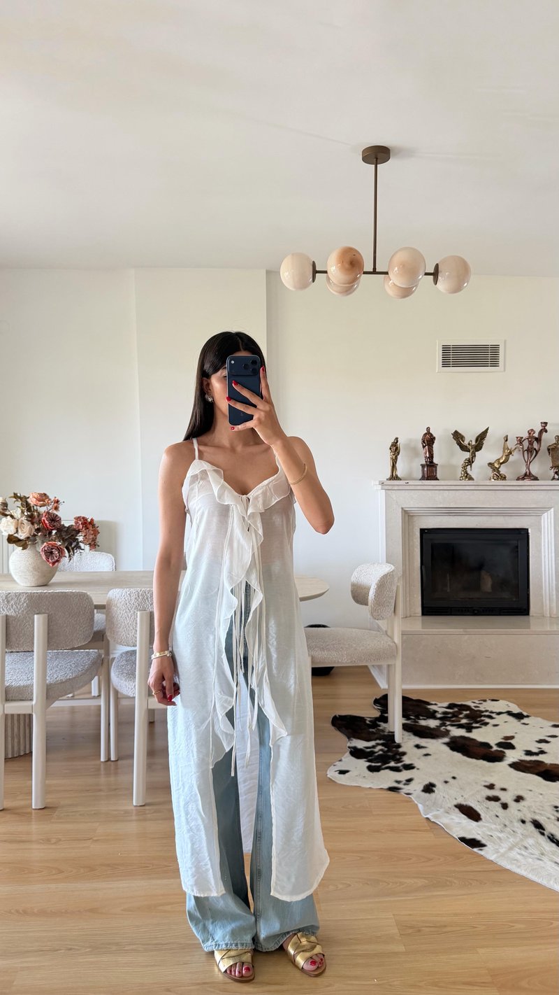 Beyaz Fırfır Detaylı Tasarım Kimono GAUS-01619