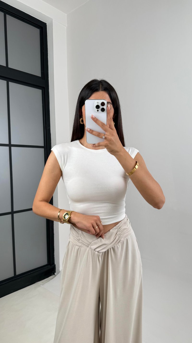 Taş Beli Çapraz Lastikli Bol Paça Oys Muadil Pantolon Gaus00606