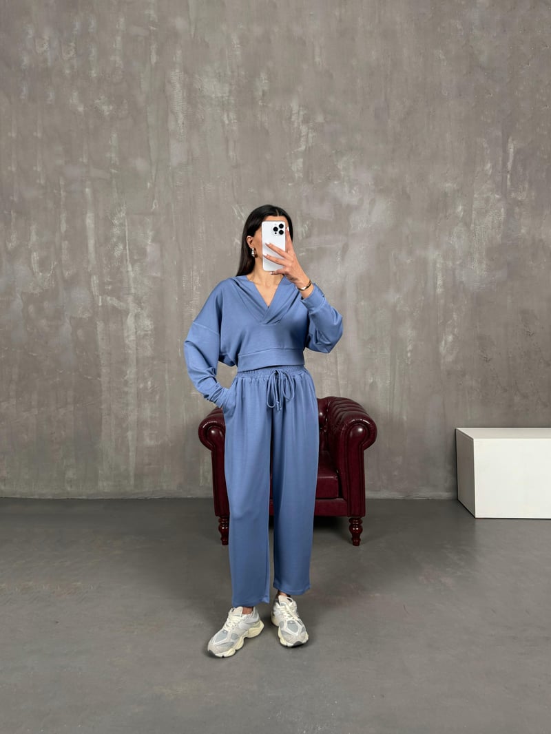Davin Blue Hooded Premium Modal Set