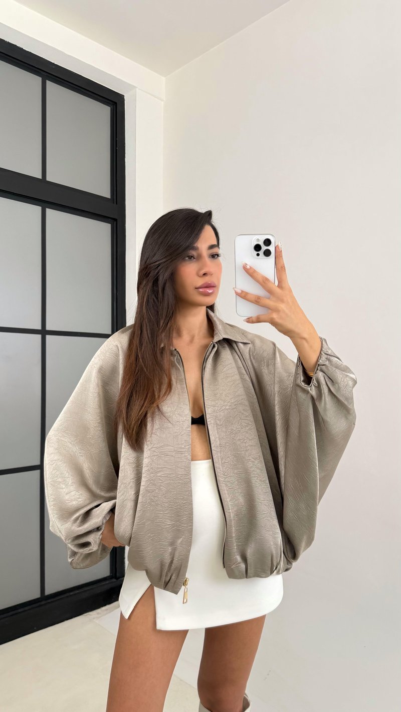 Yeşil Saten Bomber Ceket GAUS-00118