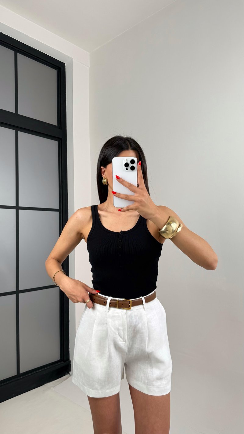 Siyah Önden Düğmeli Basic Atlet Gaus00498GausTSHIRTGU1002168