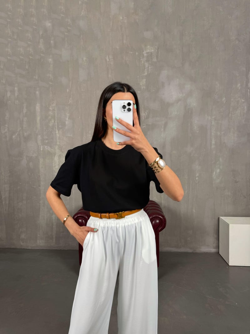 Siyah Bisiklet Yaka Tshirt Gaus00250
