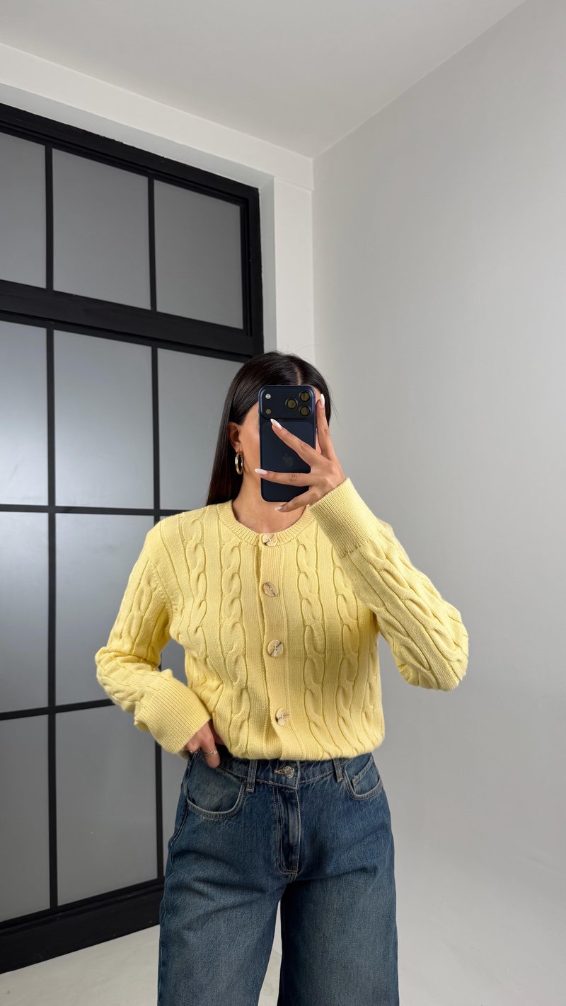 Sarı Örgülü Triko Hırka GAUS-00579