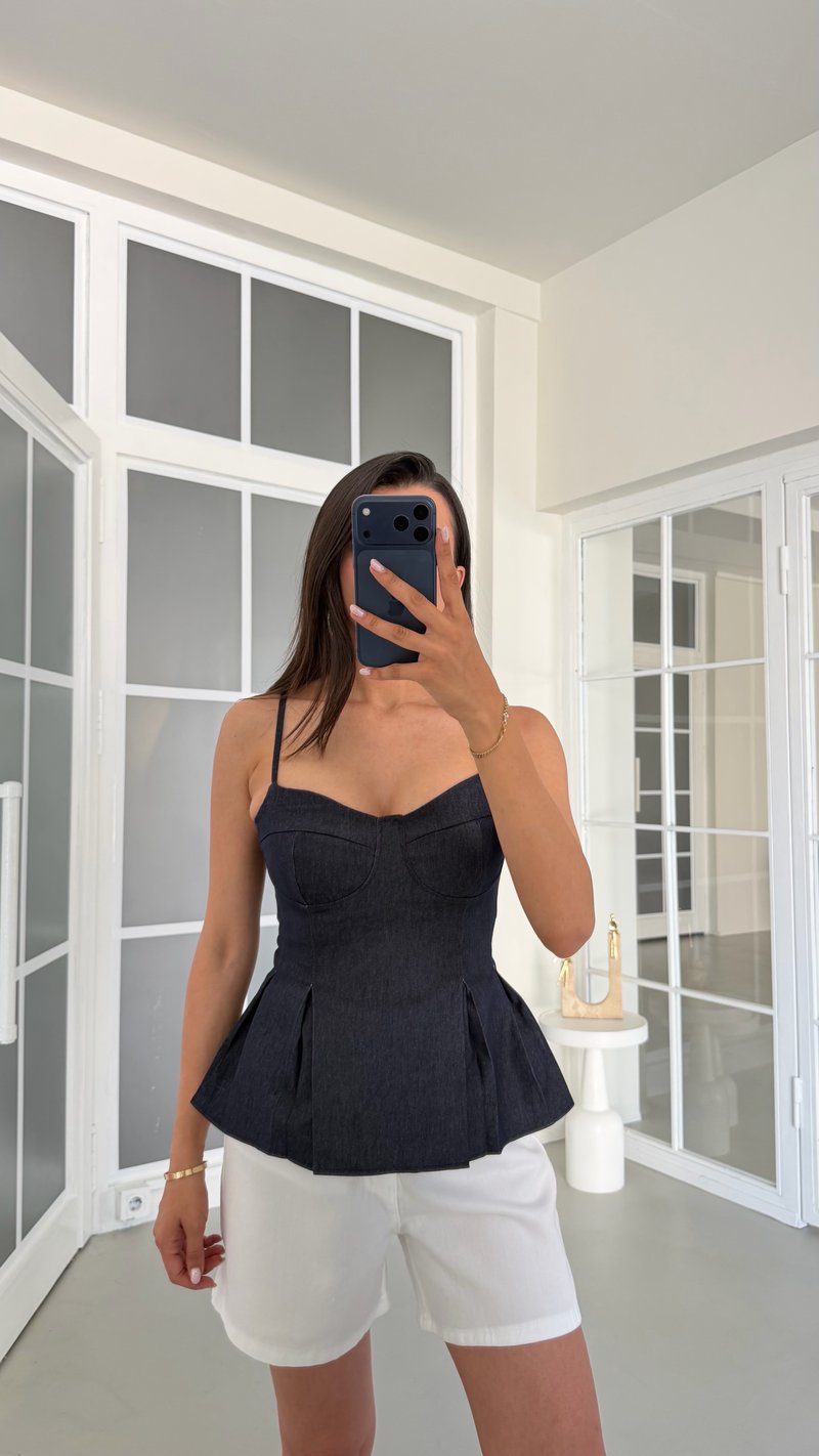 Lacivert Ayarlanabilir Askılı Likralı Korse GAUS-01719