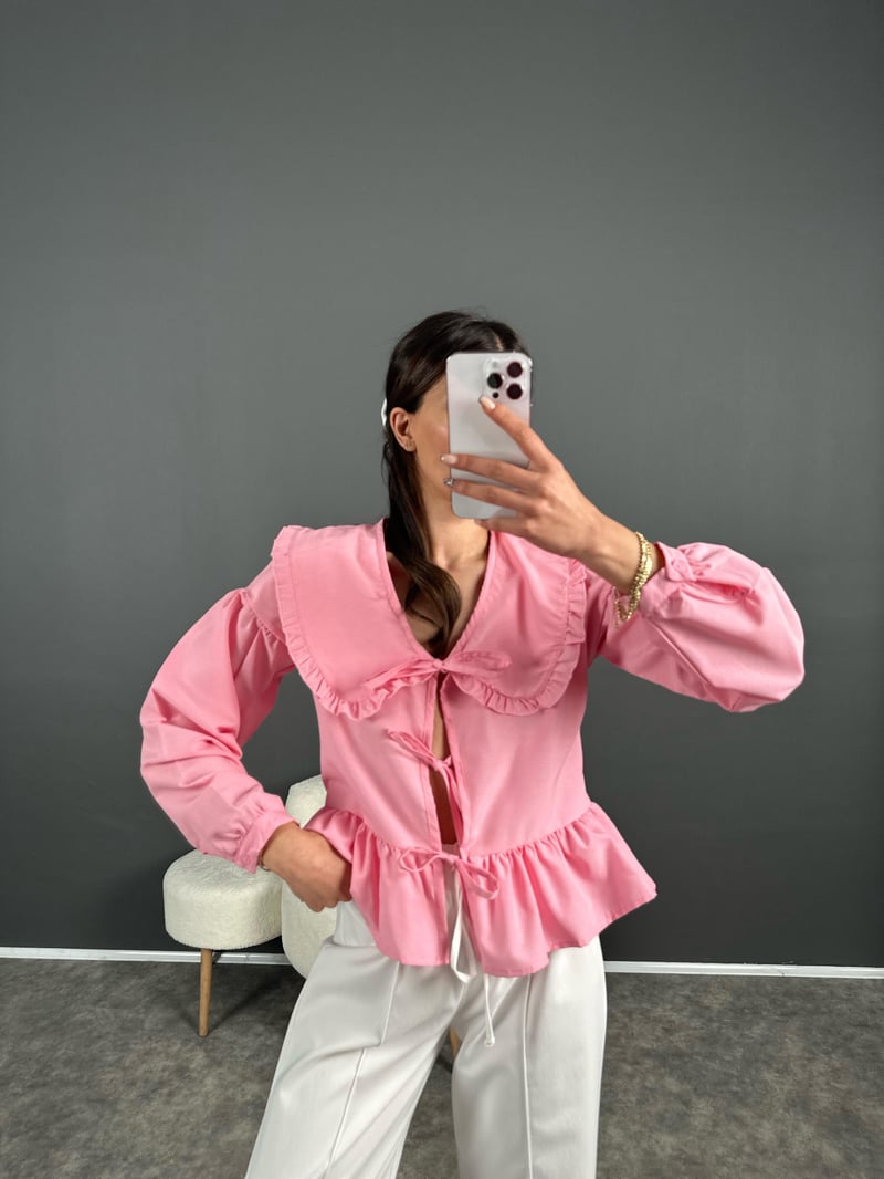 Pembe Viral Bebe Yaka Gömlek