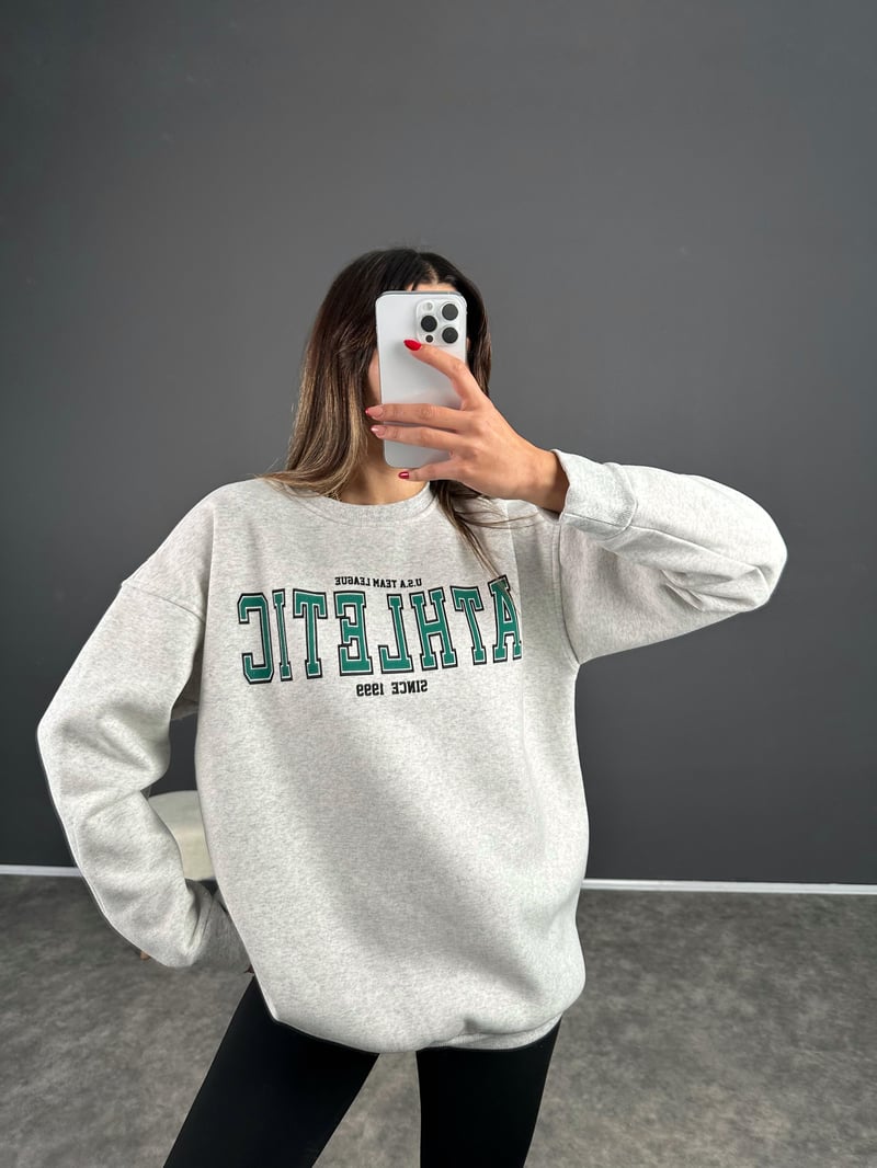 Colin Gri Şardonlu Oversize Sweatshirt