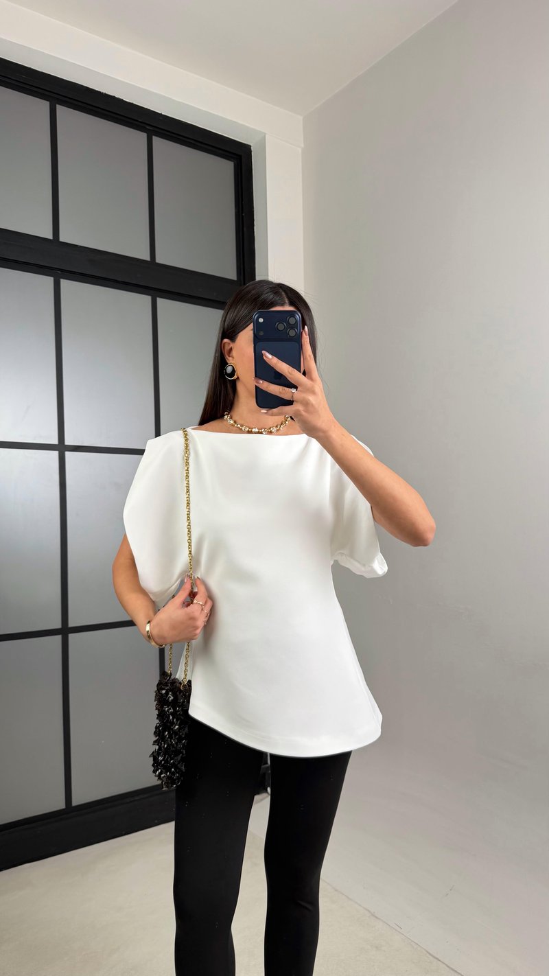 Beyaz Balon Kol Bluz GAUS-01126
