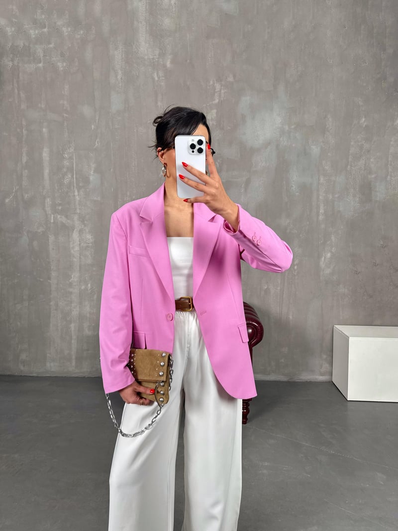 Pembe Astarlı Blazer Ceket Gaus00216