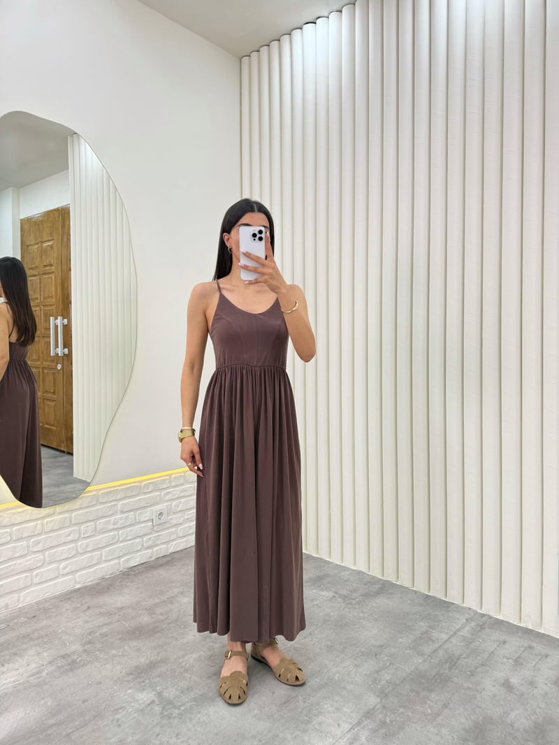 Kahve Askısı Ayarlanabilir Moda Kumaş Tulum Gaus00331