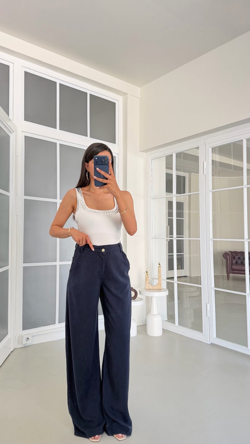 Lacivert Yıkamalı Tencel Denim Pantolon GAUS-01786