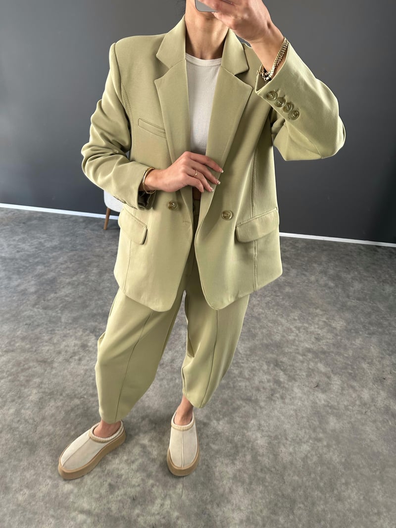 Kwie Yeşil Model Kumaş İkili Takım 