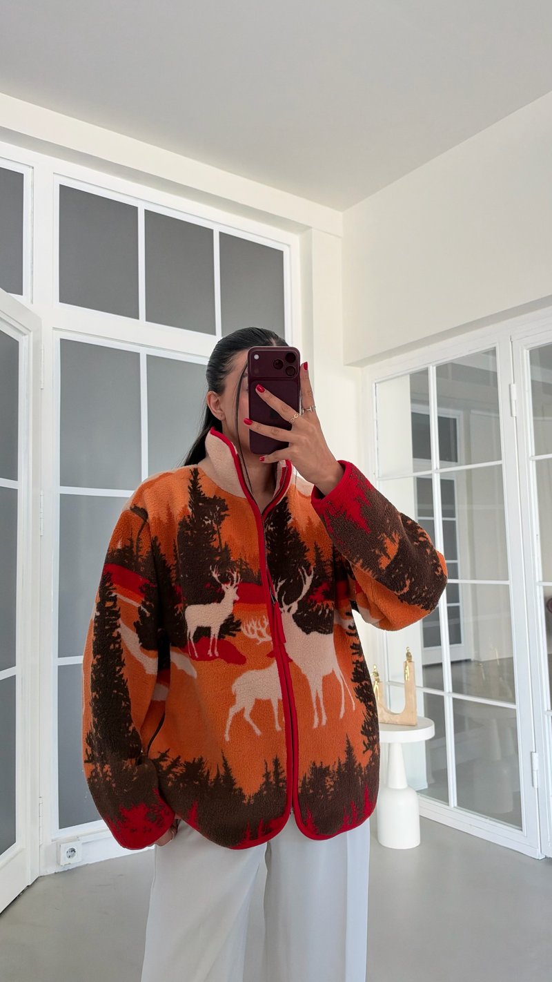 Orange Desenli Polar Sweatshirt GAUS-01916 GAUS-02264