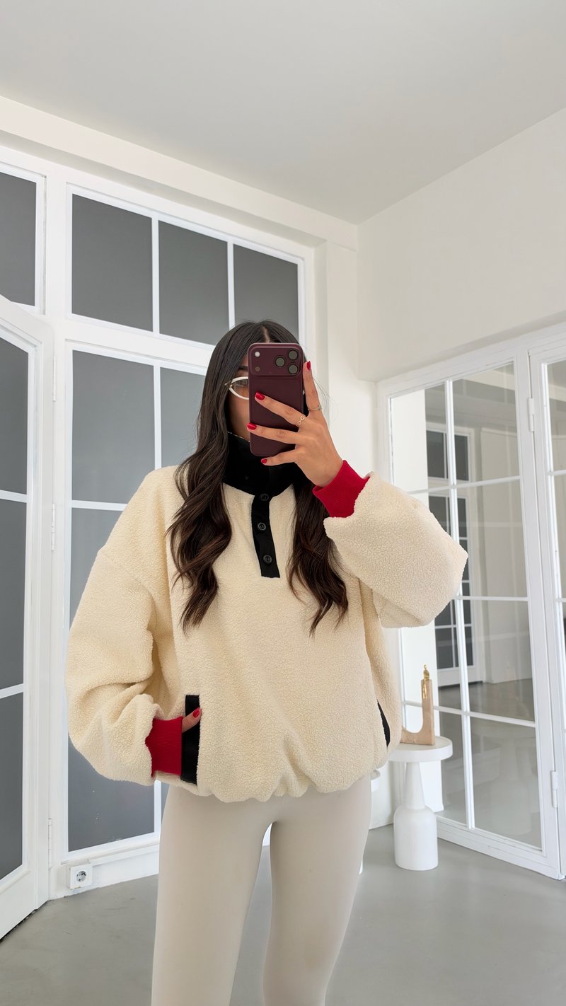 Siyah Baskılı Muadil Polar Sweatshirt GAUS-02237