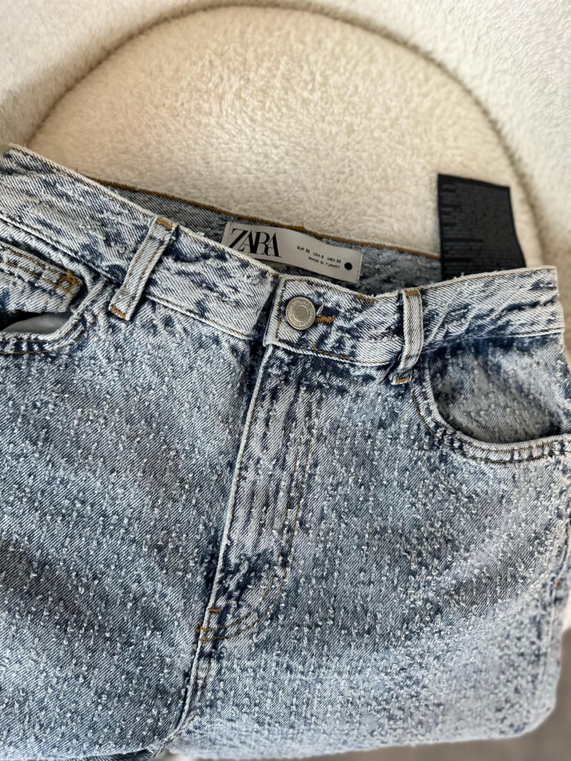 Buz Mavi Yüksek Bel Bol Paça Jean